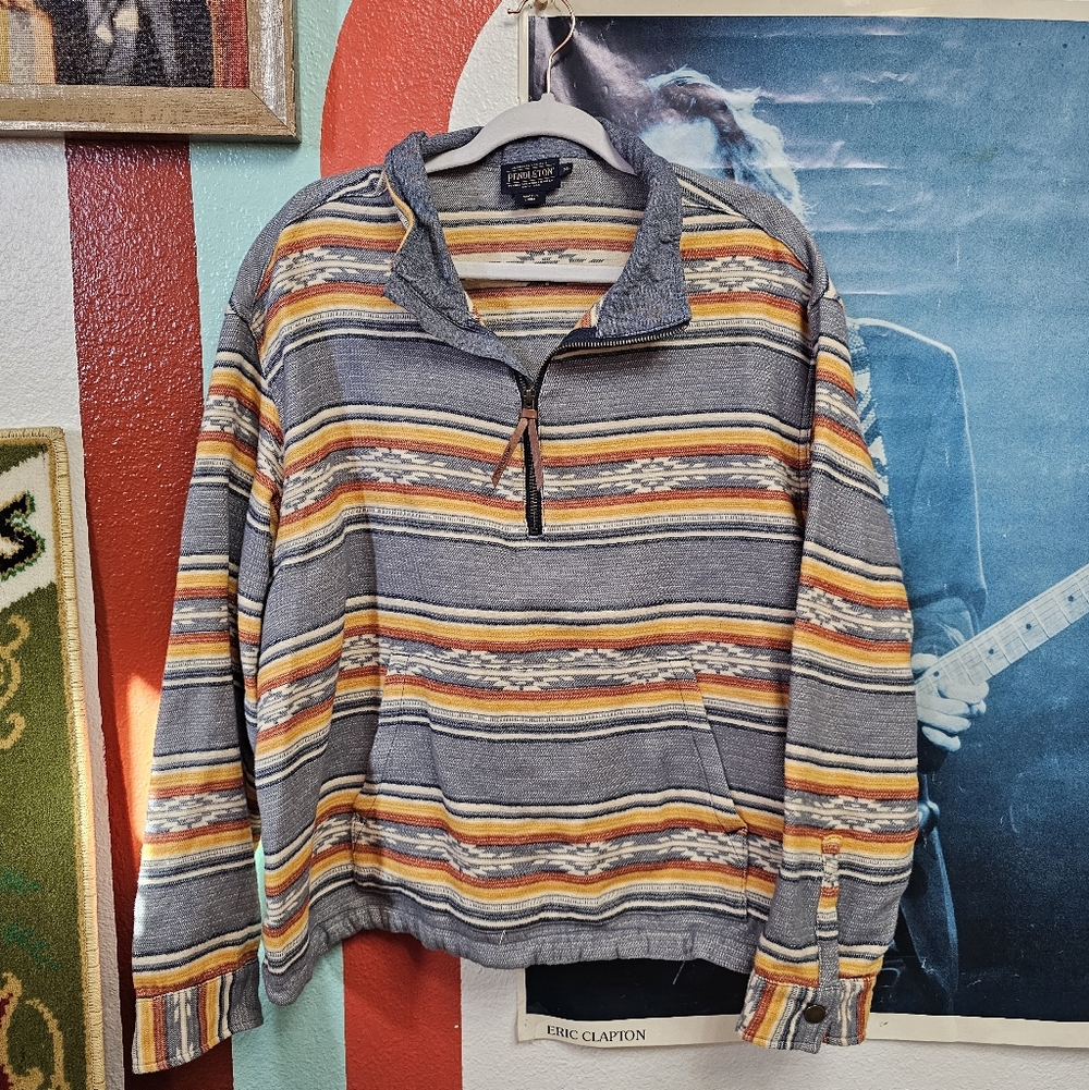 Pendleton Multicolor Striped Quarter Zip-Up Sweater